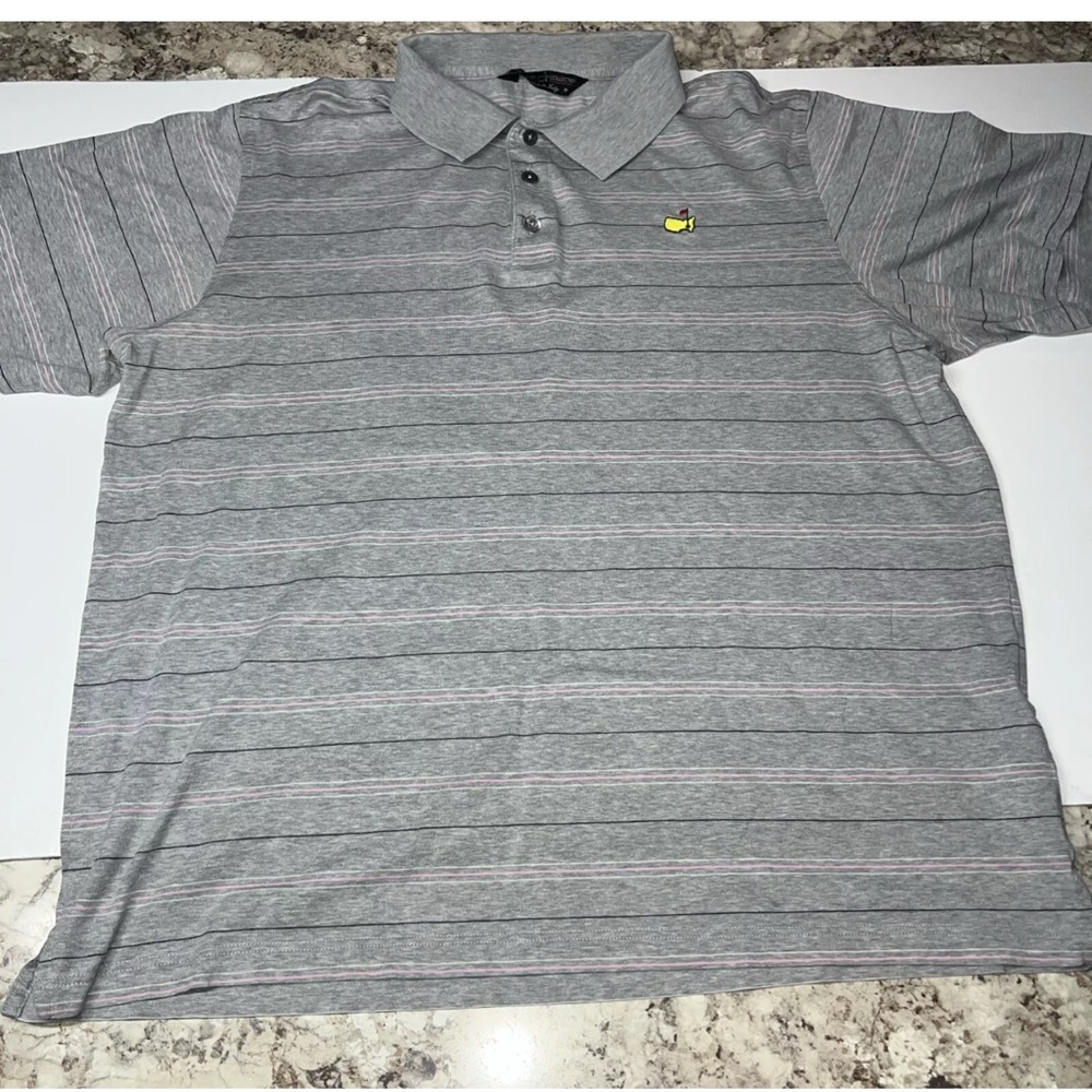 The Masters club house Made in italy gray and pink Striped Polo Shirt size xl